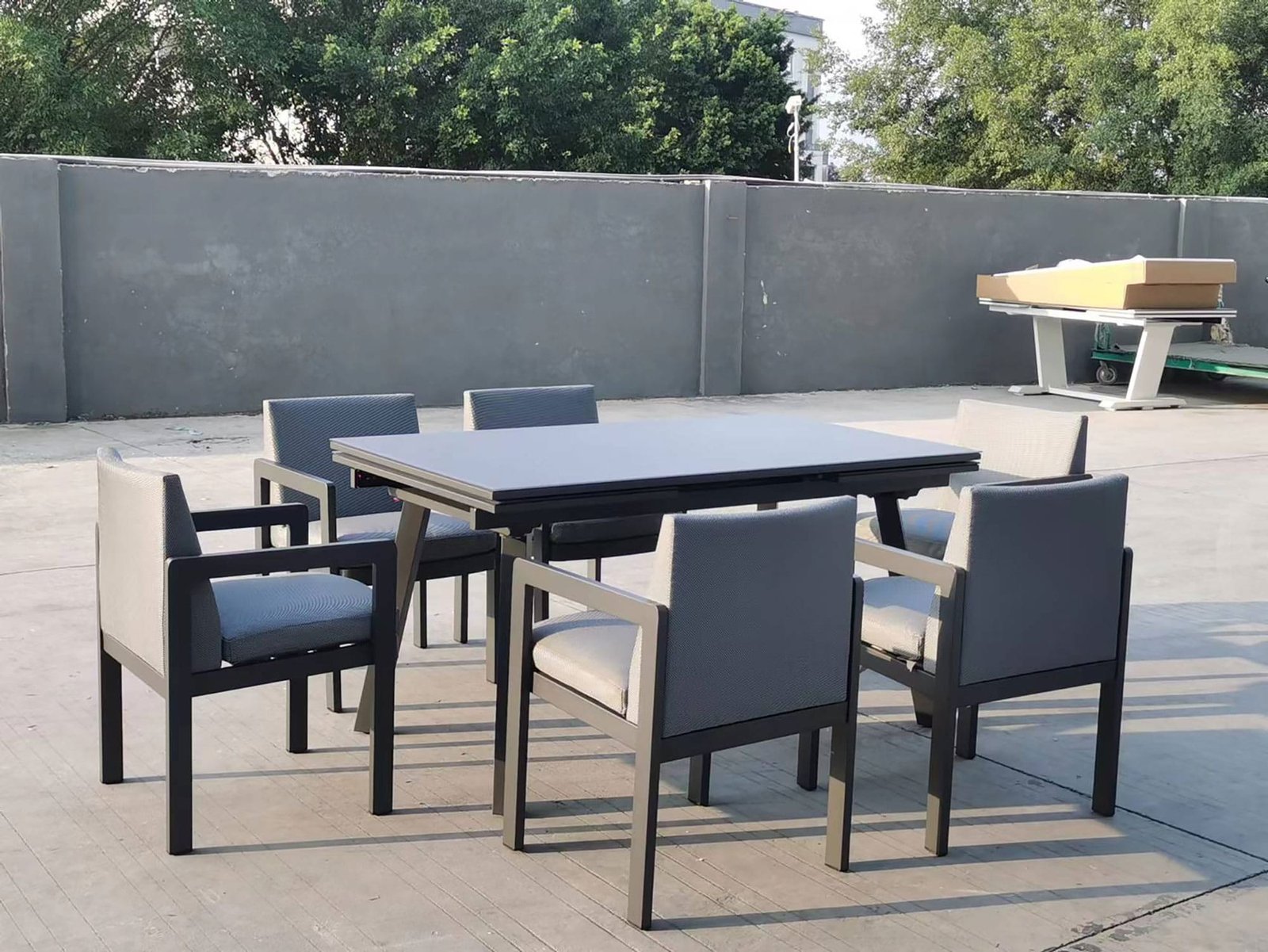 PAOLA 5 Zestaw Ogrodowy PAOLA Stół Fotele ALUMINIUM - SZARY