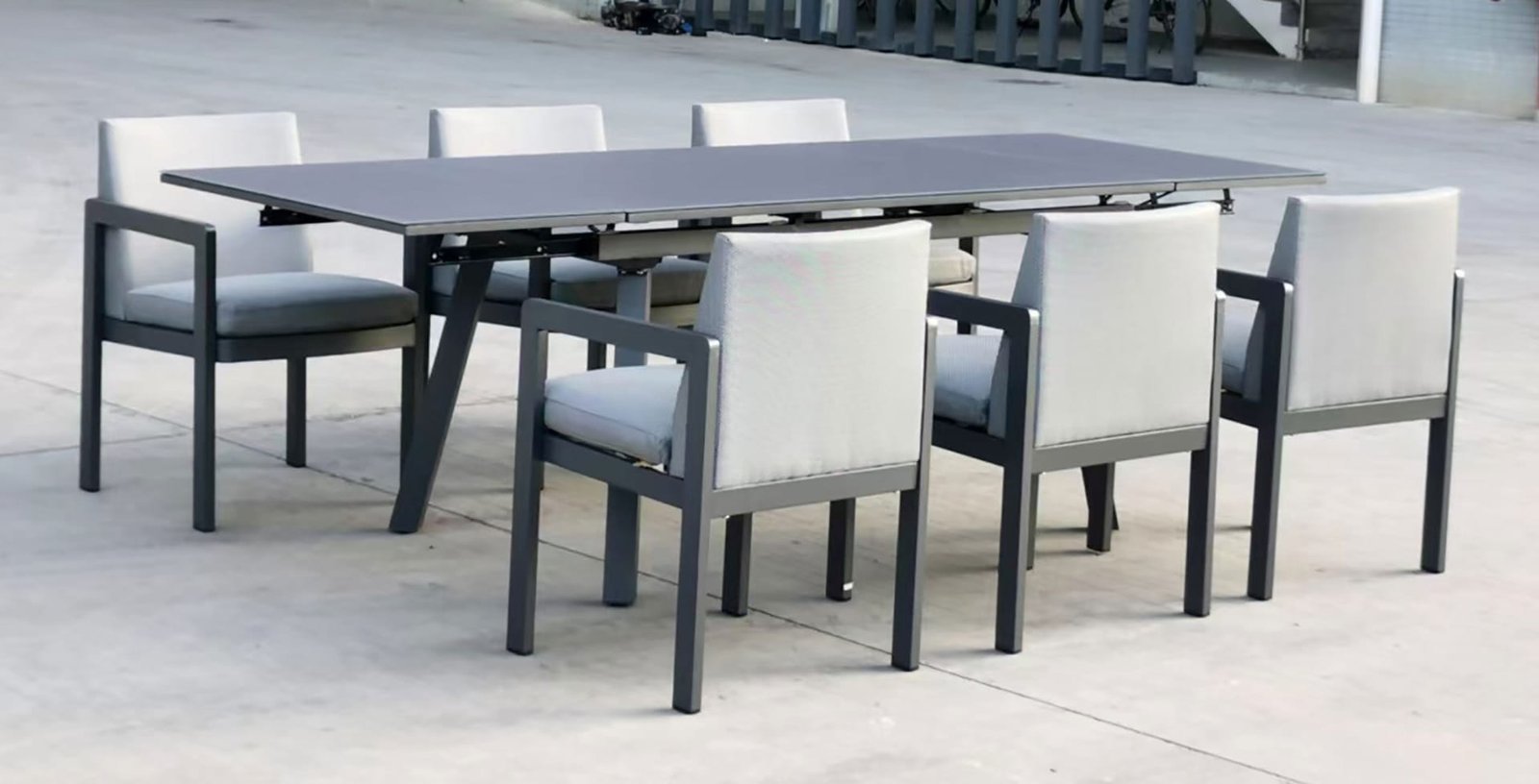 PAOLA 8ok Zestaw Ogrodowy PAOLA Stół Fotele ALUMINIUM - SZARY