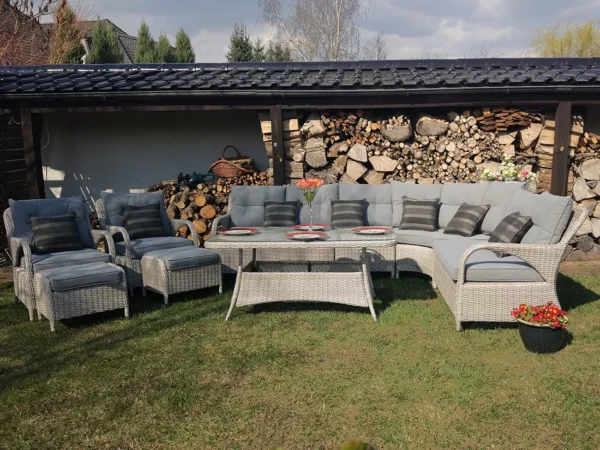 Meble ogrodowe technorattan POSEJDON BIG narożnik - JASNY-SZARY
