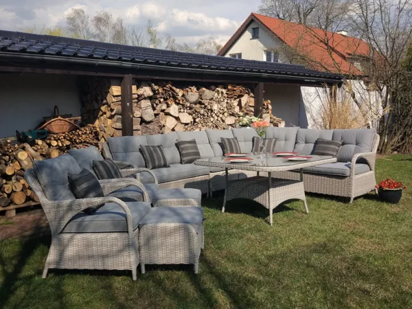 Meble ogrodowe technorattan POSEJDON BIG narożnik - JASNY-SZARY