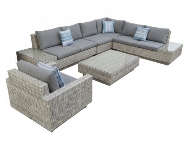 Nowoczesne meble ogrodowe CALABRIA BIG z fotelem
- JASNY-SZARY