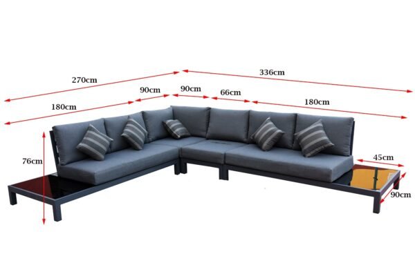 Narożnik ogrodowy aluminiowy HEMSON PREMIUM duży zestaw