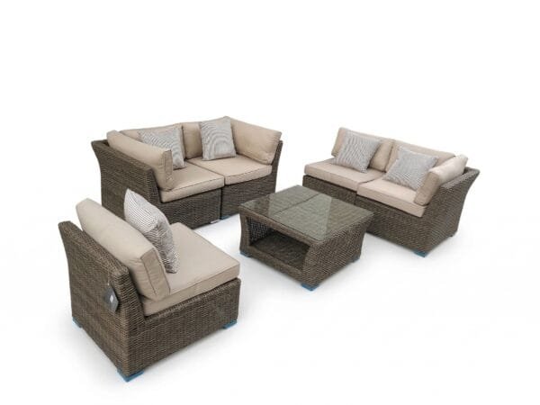 Meble ogrodowe technorattan KRETA duży narożnik - BRĄZOWY