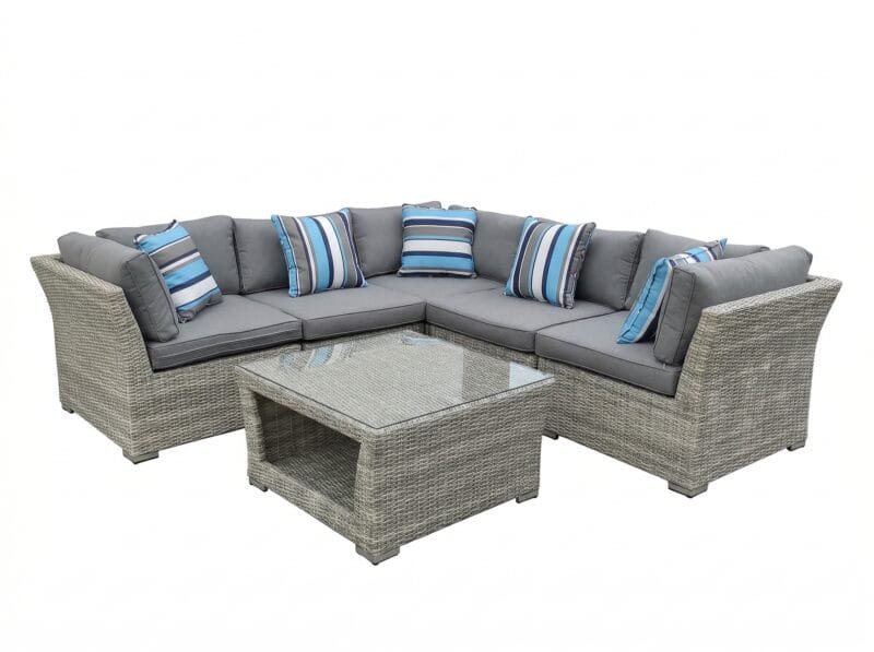 Modułowy narożnik ogrodowy KRETA zestaw technorattan - JASNY-SZARY