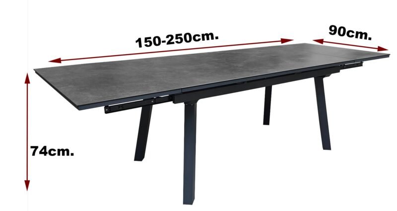 paola-stol-wymiary.jpg Zestaw Ogrodowy PAOLA Stół Fotele ALUMINIUM
- SZARY