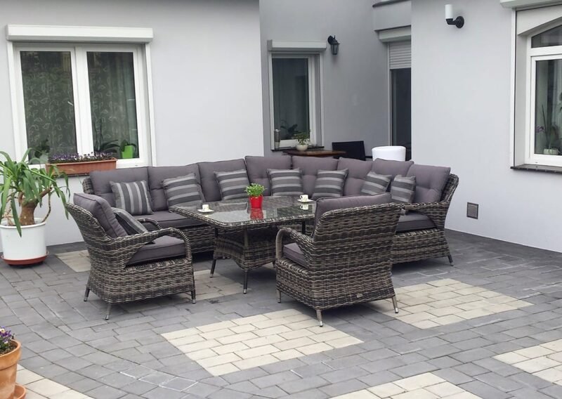 Ekskluzywny narożnik ogrodowy POSEJDON BIG z fotelami - CIEMNY-BRAZOWY