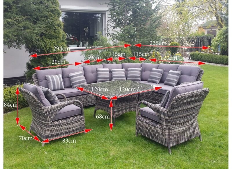 Ekskluzywny narożnik ogrodowy POSEJDON BIG z fotelami - CIEMNY-BRAZOWY