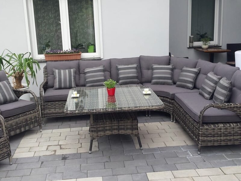 Ekskluzywny narożnik ogrodowy POSEJDON BIG z fotelami - CIEMNY-BRAZOWY