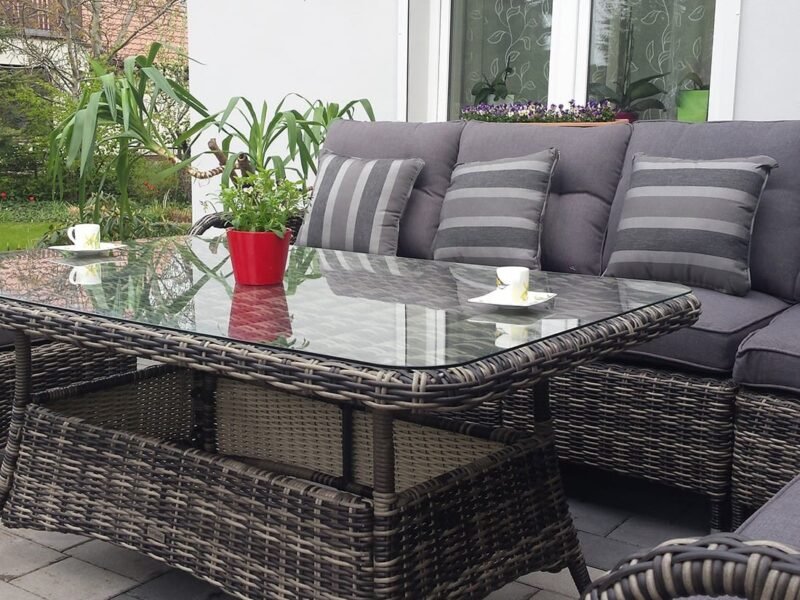 Ekskluzywny narożnik ogrodowy POSEJDON BIG z fotelami - CIEMNY-BRAZOWY