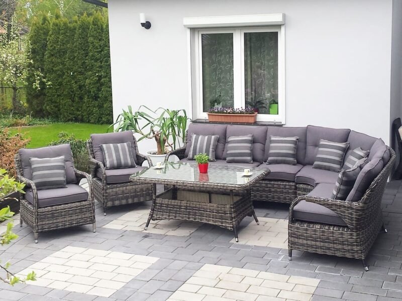 Ekskluzywny narożnik ogrodowy POSEJDON BIG z fotelami - CIEMNY-BRAZOWY