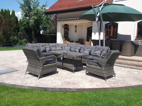 Ekskluzywny narożnik ogrodowy POSEJDON BIG z fotelami - CIEMNY-BRAZOWY