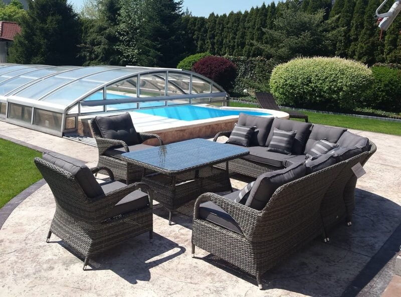 Ekskluzywny narożnik ogrodowy POSEJDON BIG z fotelami - CIEMNY-BRAZOWY