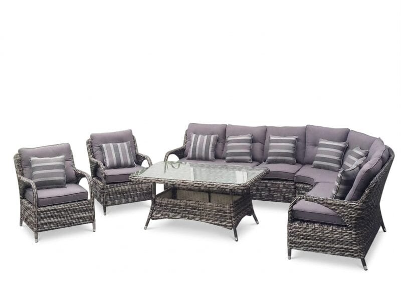 Ekskluzywny narożnik ogrodowy POSEJDON BIG z fotelami - CIEMNY-BRAZOWY