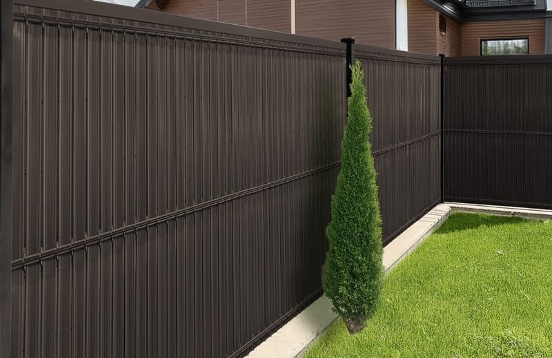 Listwy pionowe do paneli ogrodzeniowych - 123cm x 250cm - CIEMNY BRĄZOWY (44-62mm) 3 f94f626802392210dcc7c1411723d9f6