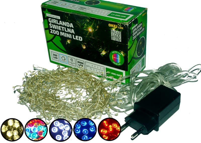 Girlandy świetlne oświetlenie świąteczne 5 metrów zewnętrzne 200 LED Światło stałe - Zimny Biały 2 92b15c2833432637c3a91b171e8dfcfb