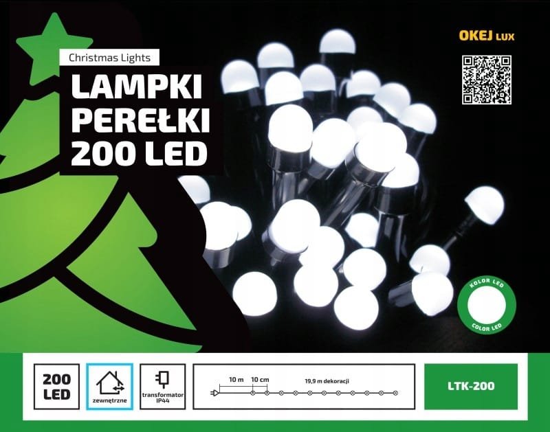 Lampki choinkowe lampki perełki 19.9m zewnętrzne 200 LED Światło stałe - Multikolor 2 6e14ca204433272017f422db19204686