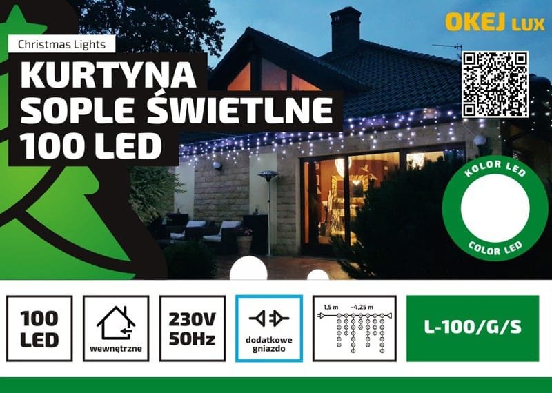 Sople LED oświetlenie świąteczne 4,25 metra wewnętrzne 100 LED z gniazdem - Światło stałe - Niebieski 2 18da621d4aa78302a40fd8b8647d1e90