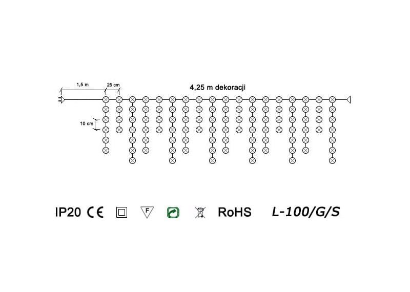 Sople LED oświetlenie świąteczne 4,25 metra wewnętrzne 100 LED z gniazdem - Światło stałe - Czerwony 3 d4c1e27c829f28dc8ae8e3f1c55f1bb1