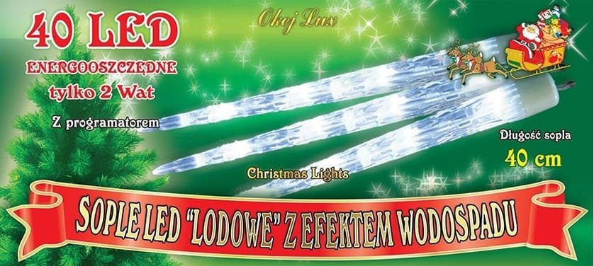 Sople LED deszcz metorytów 3,4m wewnętrzne 40 LED Programator 8 funkcji - Zimny Biały 2 14ac83a3fabdd923783ee383242e4815