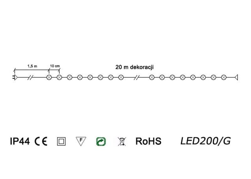 Lampki choinkowe łańcuch led Profesjonalne Oświetlenie Świąteczne 20m zewnętrzne 200 LED z gniazdem - Światło stałe - Zimny Biały 3 87c6de4f2b7fc7b7e224df28754cdac7