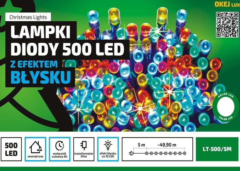 Zewnętrzne lampki choinkowe łańcuch led 50 metrów z 500 LED Flash - Czerwony 2 c59bb8ef1f4c3c92b4f21cf598c848e9