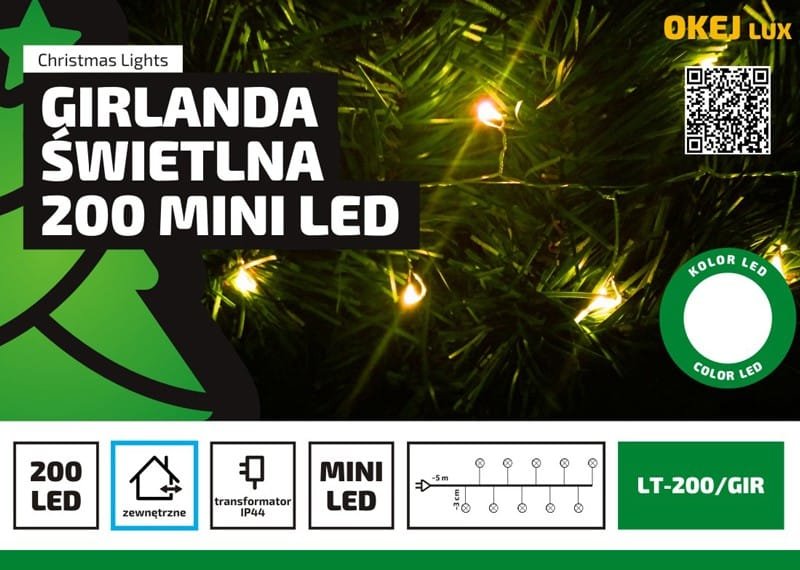 Girlandy świetlne oświetlenie świąteczne 5 metrów zewnętrzne 200 LED Światło stałe - Multikolor 2 37568669194419d22ea8238f92859863