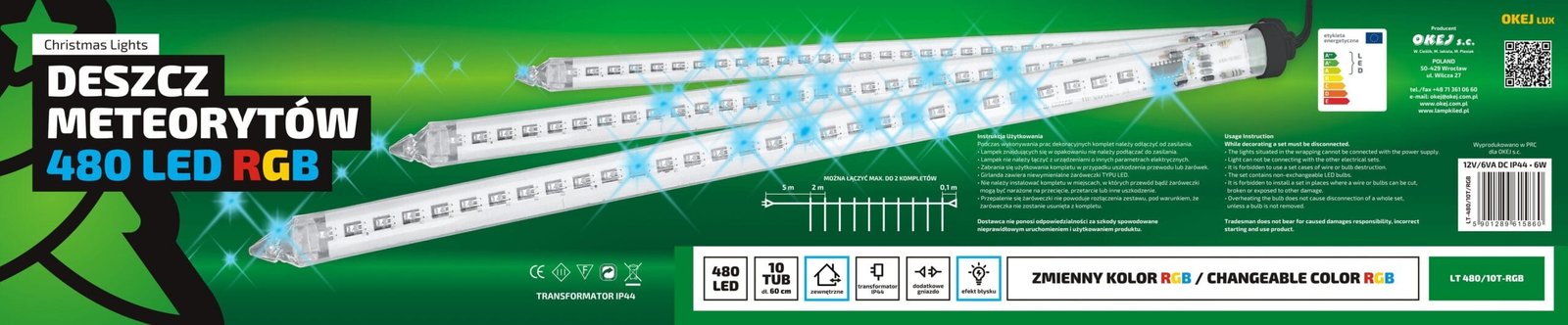 Zewnętrzna kurtyna sopli LED 18 metrów 10 LED Światło stałe - 7 Kolorów 2 20c2f20ba18c3fd84afcff58d700c239