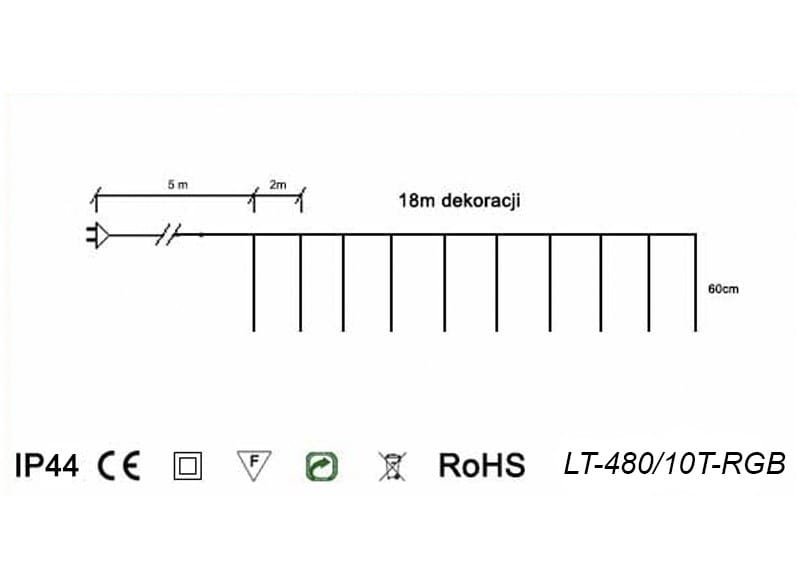 Zewnętrzna kurtyna sopli LED 18 metrów 10 LED Światło stałe - 7 Kolorów 3 ab12d41066132f94e03c15b41ac03724