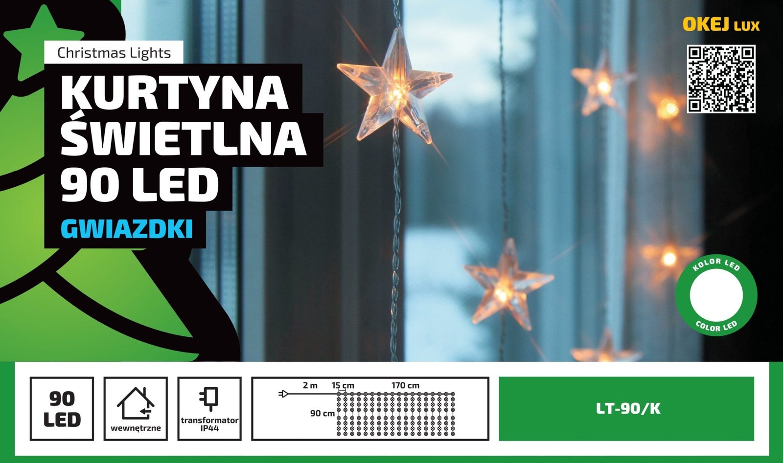 Kurtyna świetlna oświetlenie świąteczne 1,7m wewnętrzne 11 LED Światło stałe - Multikolor 2 e9b3ec1f191b7c9763762178675a19b6