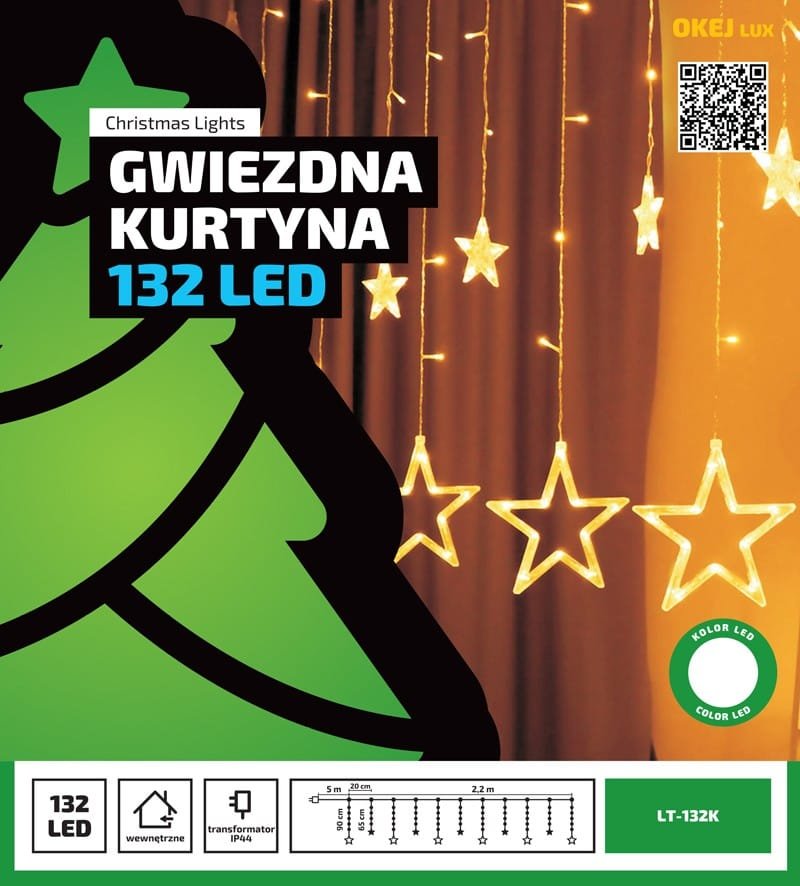 Kurtyna świetlna oświetlenie świąteczne 2 2m wewnętrzne 132 LED Światło stałe - Zimny Biały 2 5550bf2eefc39570beb47380327375eb