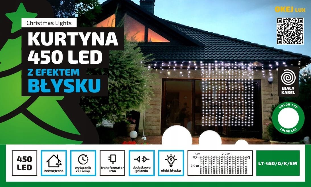 Kurtyna led oświetlenie świąteczne 2,2 zewnętrzne 450 LED z gniazdem - Programator 8 funkcji - Ciepły Biały 2 9f4ee442477ec7853f3e74ff7ec8600e