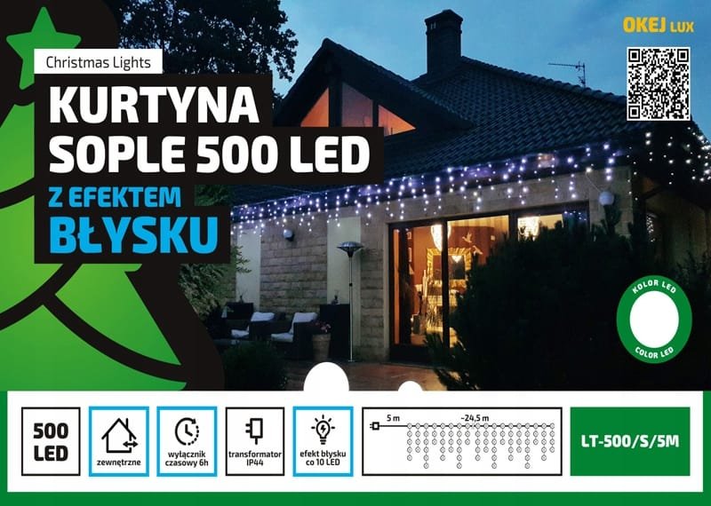 Sople LED Oświetlenie Świąteczne 24,5m Zewnętrzne 500 LED Flash - Ciepły Biały 3 2a8959eeec771737c305becbcae1564b