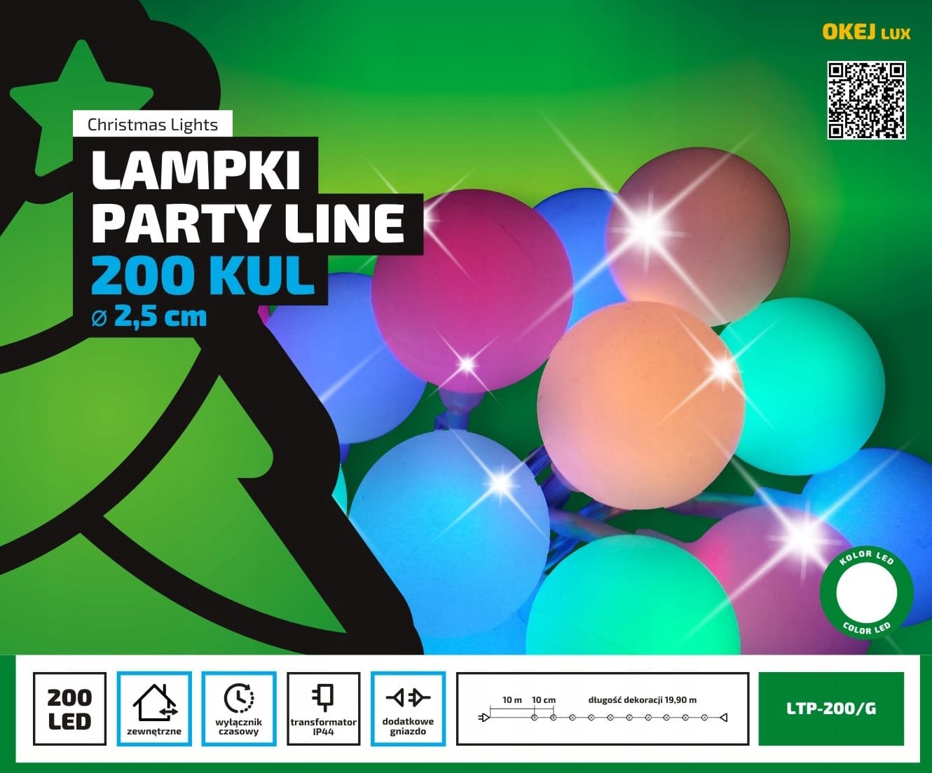 Lampki ogrodowe girlandy ogrodowe 20 metrów zewnętrzne 200 LED Światło stałe - Multikolor 2 97f242747621a151e3434c063ba31eec