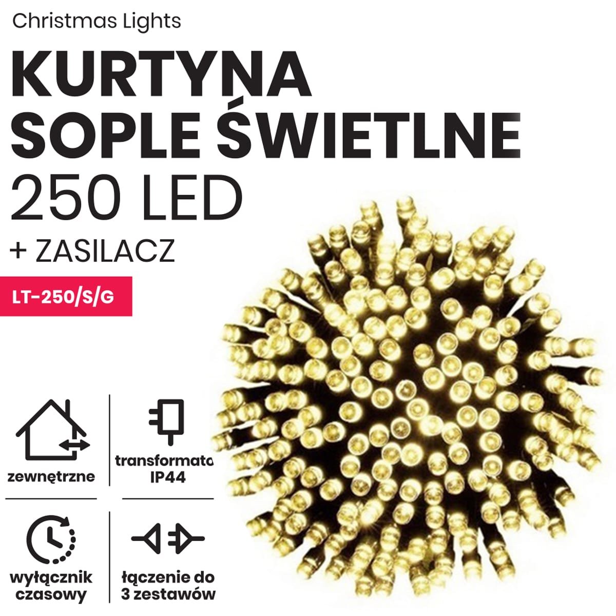 Sople led oświetlenie świąteczne 10m zewnętrzne 250 LED z gniazdem - Ciepły Biały 2 caa4d50bbb1ae1dd4e4d411b7b4b64de