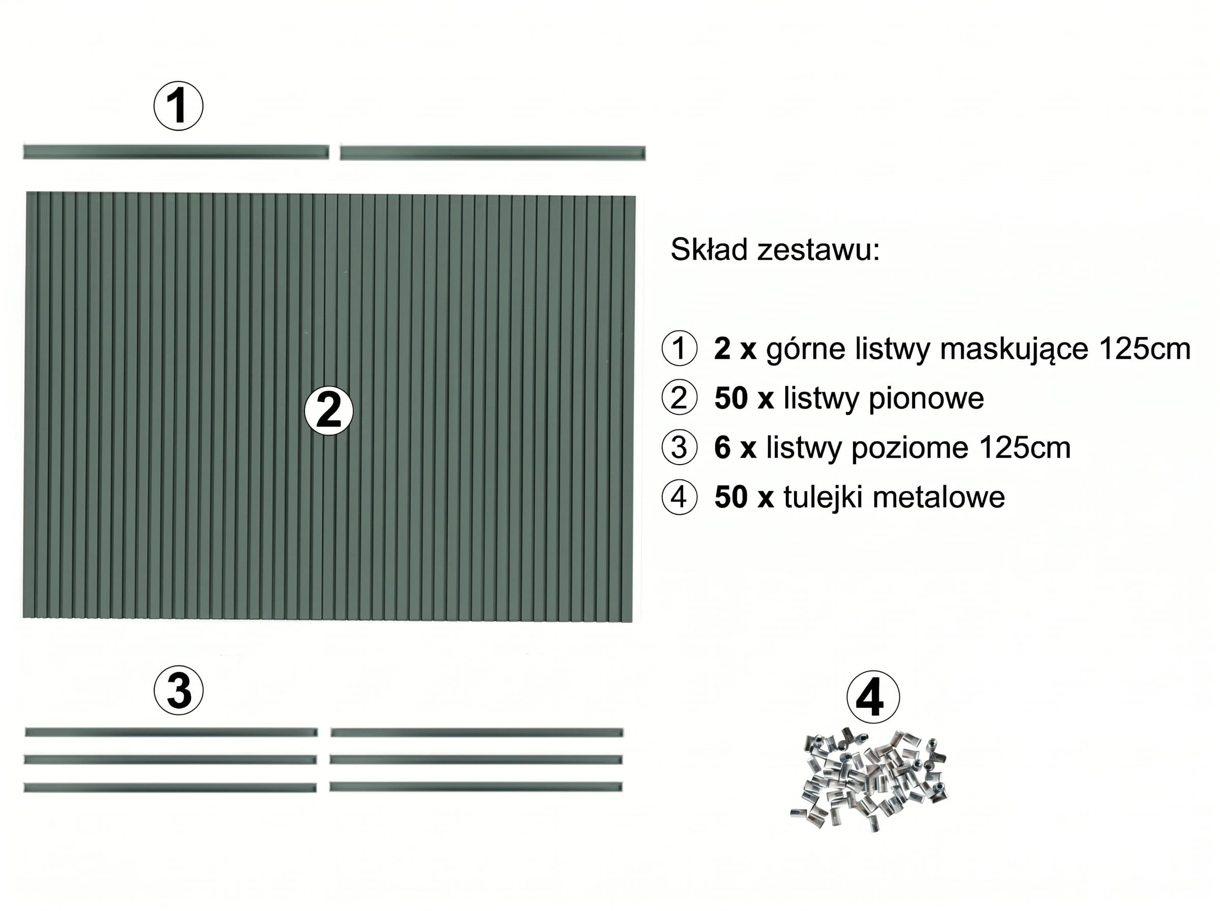 Listwy pionowe do paneli ogrodzeniowych - 133cm x 250cm - ZIELONY (44-62mm) 4 e5e01cdf60d75078fec4c4275cd07c20